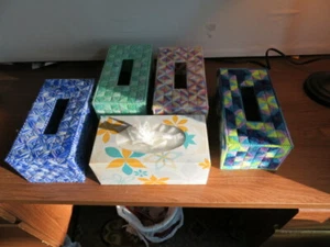 Handmade Wool Knit Tissue Box Holder 9x5X5X3.7---New W Various Color & Design - Picture 1 of 7