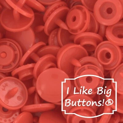 KAM Plastic Snaps: B1 Bright Red (Red-Orange) -Size 20/T5-No Sew Snap Buttons - Image 1 of 4