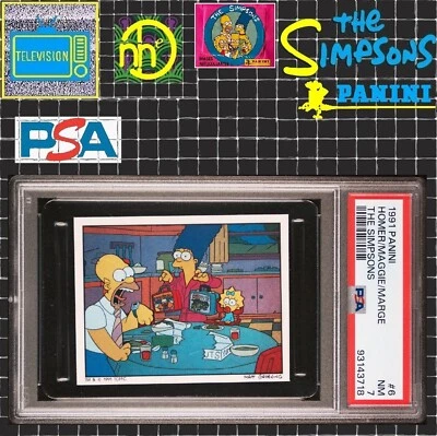1991 Panini Simpsons Stickers - #6 Homer Maggie Marge - PSA 7 NM - Image 1 of 4