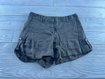 Pantalones cortos chinos Theory para mujer talla 6 marrón liso frente plano trabillas para cinturón Foto 1 de 4