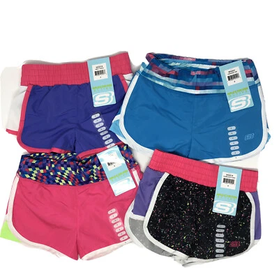 Nuevo con etiquetas Conjunto de 4 Pantalones Cortos Atléticos Skechers Niñas Talla 4 Azul Rosa Negro Elástico K1 Foto 1 de 4