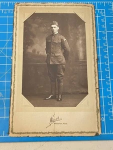 FOTO SCHÖNER WW1 Soldat Mann in Uniform Wilson CDV All American Division - Bild 1 von 13