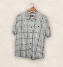 Quiksilver Mens Large L Waterman Gray Tailored Fit Plaid Cotton Button Shirt