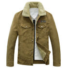 Winter Mens Corduroy Coat Fleece Liner Collared Jacket Casual Outwear Workwear