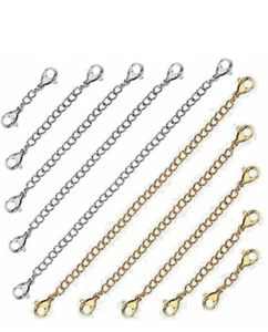 Silver & Gold Double Lobster Clip on Chain extender extension necklace Bracelet - Picture 1 of 4