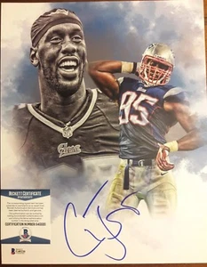 Chandler Jones New England Patriots Autographed 11x14 Custom Photo Beckett Cert - Picture 1 of 3