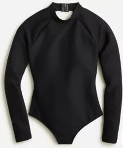J.Crew BE806 Active ribbed long-sleeve one-piece, black, size 8, NWT - Picture 1 of 8