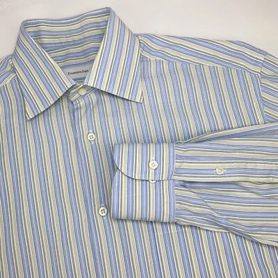 Camisa de vestir Ermenegildo Zegna Portofino cómoda a rayas para hombre 39 mediana 15 1/2 usada en excelente estado Foto 1 de 4