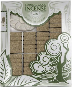 Pinon Natural Wood Incense - 100 Bricks Plus Burner - Incienso De Santa Fe USA - Picture 1 of 8