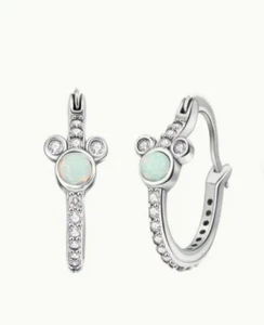 Mickey Mouse Opal Sterling Silber Creolen - Bild 1 von 2
