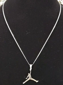 Jumpman Necklace Michael Jordan 925 Silver w/ 20" 1.9mm Mariner Link Chain - Picture 1 of 5