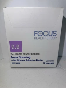 ZeniMedical ZeniFoam Gentle Border Foam Dressing 6"x6" BX of 9 Silicone Adhesive - Picture 1 of 7