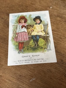 Tarjeta comercial victoriana jarabe gris abeto rojo goma perro. U179 - Imagen 1 de 2