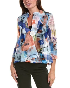 Joseph Ribkoff Sheer Check Jacket Women's Blue 6 - Picture 1 of 3