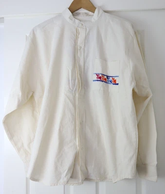 Vintage Mexican Hand Embroidered Folklore Long Sleeve Natural Cotton Shirt VGC - Image 1 of 4