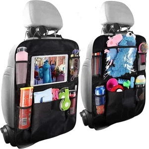 2 Pack Car Seat Organizers with Tablet Holder Kick Mats and 6 Pockets for Kids - Picture 1 of 6