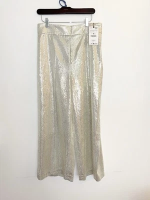 Pantalones cortos Zara cintura alta lentejuelas discoteca pierna ancha culotte grandes Foto 1 de 4