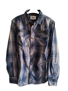 Western Rivet 61 Hemd Herren Navy Grau Small Langarm Schwarz Perlen Druckknopf Reißverschluss - Bild 1 von 8