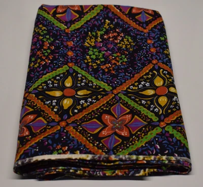 1 YARD X 42" 100% cotton fabric VINTAGE RETRO green orange black CHEATER QUILT - Image 1 of 3