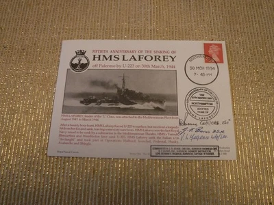 Signed Cover HMS Laforey  last Submarine sunk in Med WW2 1944 Ltd Ed 74/110 - Image 1 of 2
