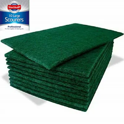 40 Large Abrasive Scourer Pads Green Scrub Kitchen Pot Cleaner Scrubber 9  X 6  • 11.99£