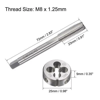 M8 x 1.25mm Metric right hand Tap and Die Set Machine Thread Tap with Round Die - Image 1 of 4