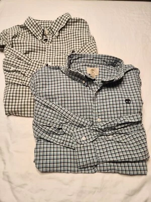 Lote De 2 Timberland Manga Larga Con Botones Talla L, 100% Algodón Azul Y Verde  Foto 1 de 4
