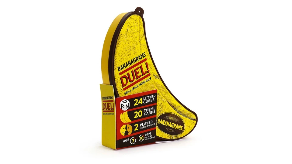 Bananagrams DUEL Cube Game Small Space Word Race Dice 2 Player Fast Educational - Image 1 of 4
