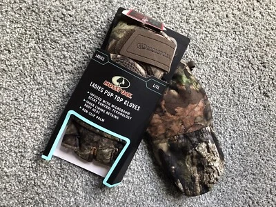 Mossy Oak Ladies  Pop Top Gloves Hunting Winter Gloves L/XL Heat Retention   New - Image 1 of 4