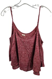 Hollister Red White Patterned Crop Flowy Tank Top Women's Size Large - Picture 1 of 9