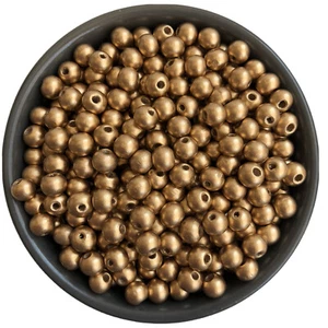 100X Metallic Gold Wooden Craft Beads 8x7mm Round Loose Wood Spacers - Picture 1 of 8