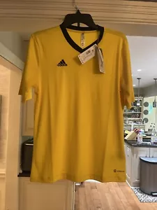 Adidas Entrada 22 Soccer Jersey Top (Youth) Yellow / Black Size XL Kids NWT - Picture 1 of 3