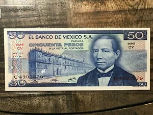 1976 MEXICO 50 PESOS NICE CRISP UNCIRCULATED NOTE - Picture 1 of 2
