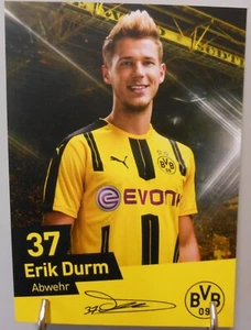 Borussia Dortmund Autogrammkarte Erik Durm Saison 2016/2017 Faksimile FP348 - Bild 1 von 2