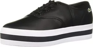 Lacoste Rene Platform Women's Leather Sneakers - Black/White- Size:9.5 - New - Picture 1 of 6