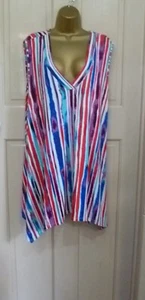 AVENUE HÜBSCHES ROT/BLAU GESTREIFTES ÄRMELLOSES SWING LONGTOP GRÖSSE 30-32 NEU MIT ETIKETT - Bild 1 von 8