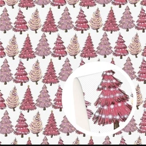 Pink Christmas tree FAUX LEATHER SHEET 8 x 12" 1243043 SMOOTH TEXTURE - Picture 1 of 1