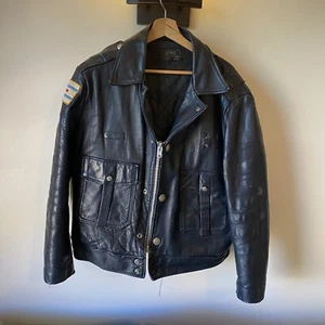 Chaqueta de motocicleta de cuero de la policía de Chicago de la década de 1950 para hombre 42 col rizada - Imagen 1 de 8