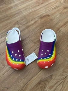 Crocs Classic Rainbow Clog 208106 Mens 10 Womens 12 Pride 2024 Slip On Shoes NWT - Picture 1 of 4