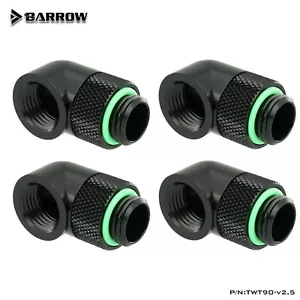 Barrow G1/4" Male to Female Extender Fitting, 90 Degree Rotary , Black 4 Pack - Picture 1 of 4