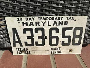 Abgelaufenes MARYLAND Nummernschild * 20 Tage TEMPORÄRES ETIKETT - Bild 1 von 1