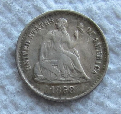 1868-S Seated Liberty Silver Half Dime Rare Key Date S Mint VF / XF  Cleaned - Image 1 of 4