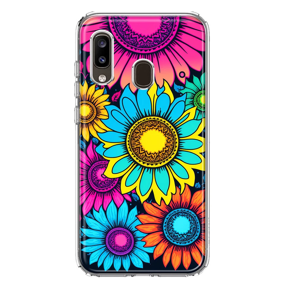For Samsung Galaxy A20 Shockproof Hybrid Case, Vintage Abstract Sunflowers - Image 1 of 1