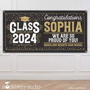 Graduation Vinyl Banner Personalized Class of 2025 High School Graduate Sign - Picture 1 of 4