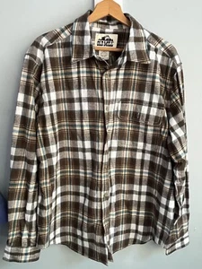 Neu ohne Etikett Old Mill Herren XL kariertes Flanellhemd Knopfleiste braun blau - Bild 1 von 4
