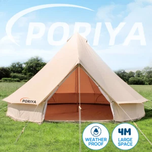 4-Season Bell Tent 4M Waterproof Canvas Glamping Yurt Teepee Tents - Picture 1 of 14