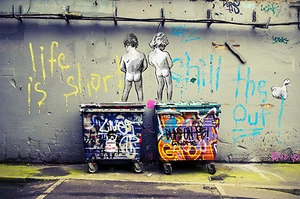 life is short street art print CANVAS wall décor graffiti andy baker 82" - Picture 1 of 6