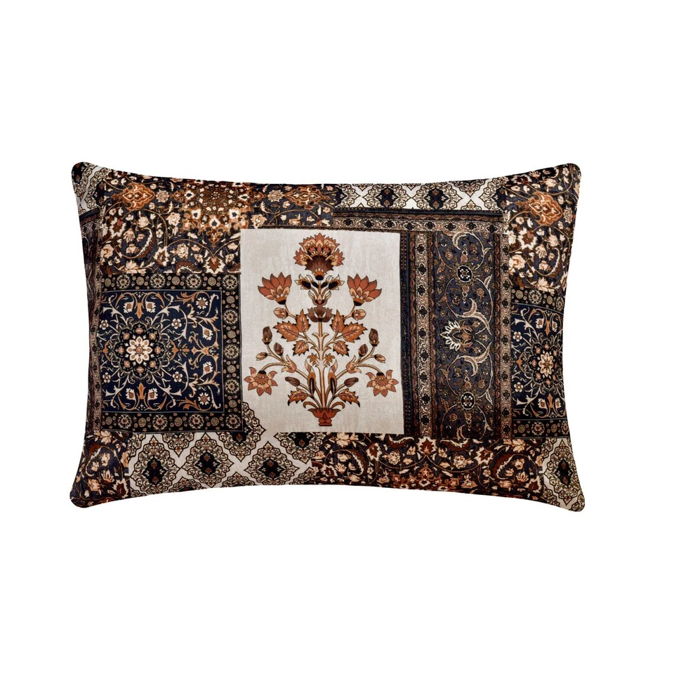Oblong Pillow Cover Brown 12 x 16 inch, Room Decor Satin Printed - Meher - Image 1 of 3