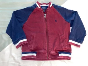 Polo Ralph Lauren Performance Bomber Jacket Full Zip Size 2/2T Dark Blue/Maroon - Picture 1 of 5