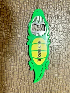 Magnet South Beach Florida Bottle Opener Metal, Alligator Shaped - Picture 1 of 2